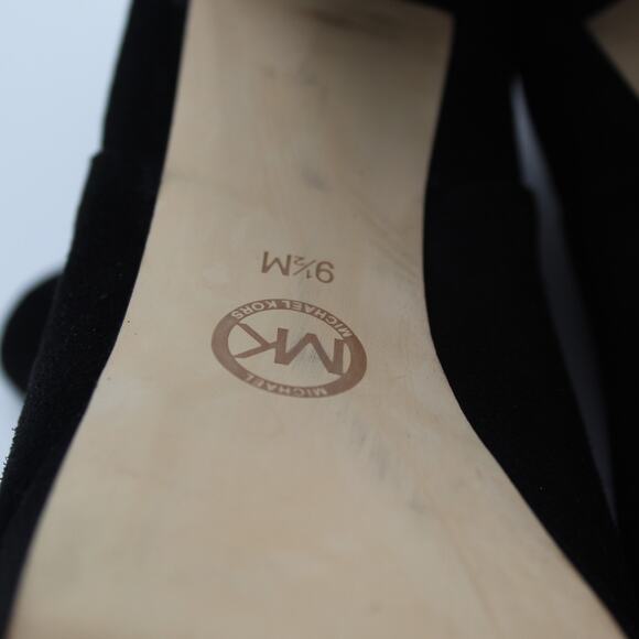 Michael Kors Suede Heels Womens 9.5 Black Platform Bootie Zip Classic Career - Picture 11 of 11